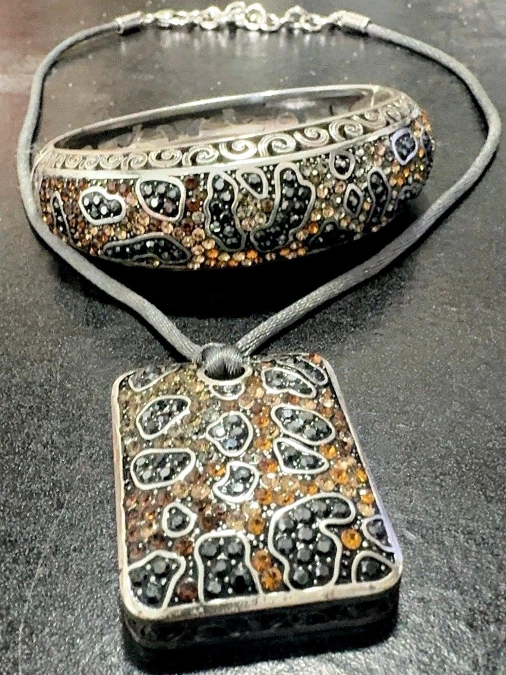 Brighton Crystal Necklace & Bangle Bracelet Matching Set